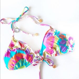 TRINA TURK Floral Triangle Bikini Pink Blue Size 4